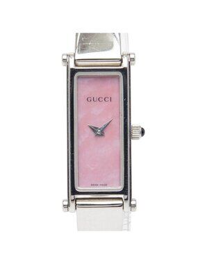 Gucci Bangle Watch Shell Dial Stainless Steel Bracelet